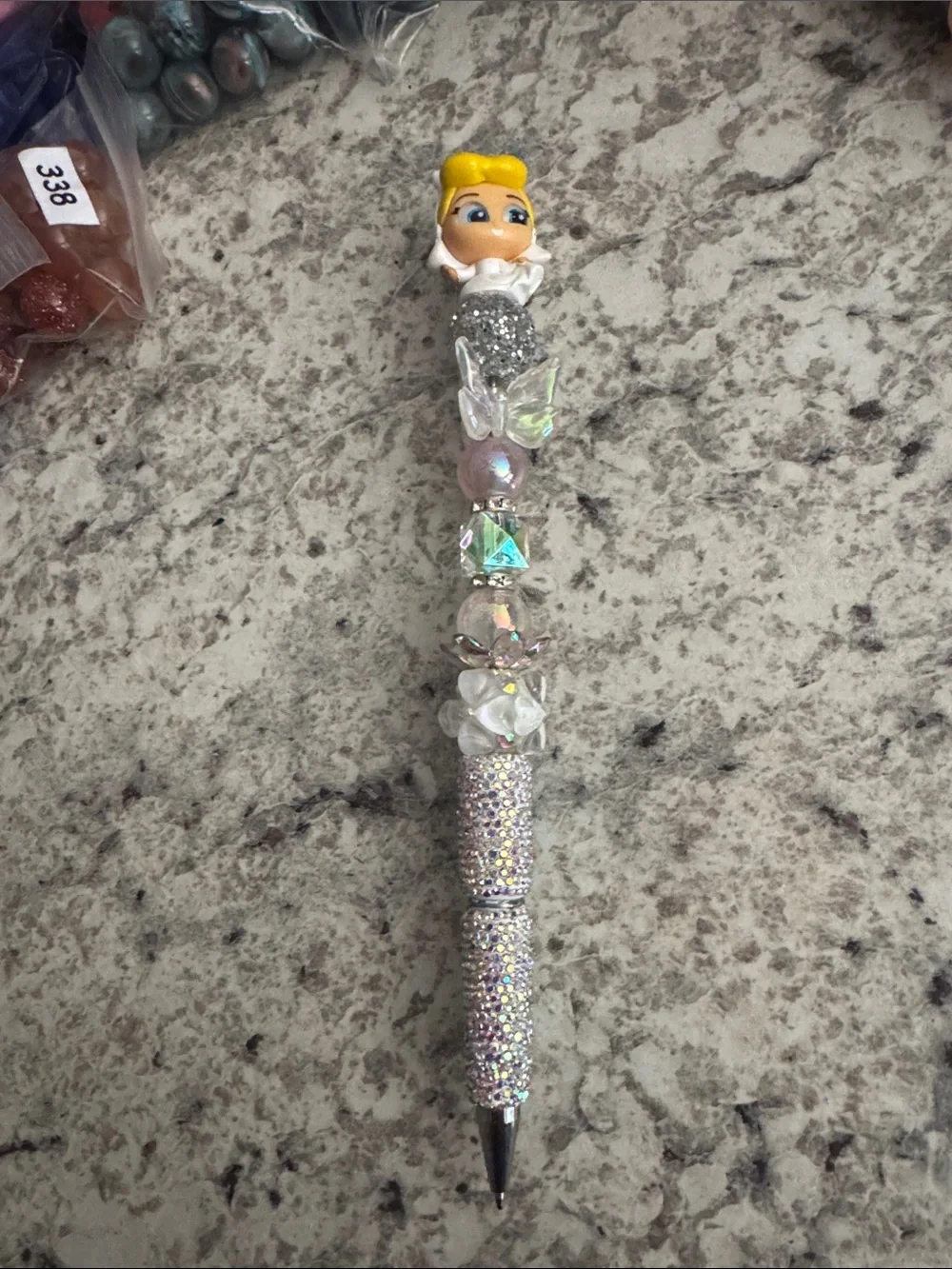 NWOT Disney Doorables Wedding Cinderella Beaded Pen Handmade by Me